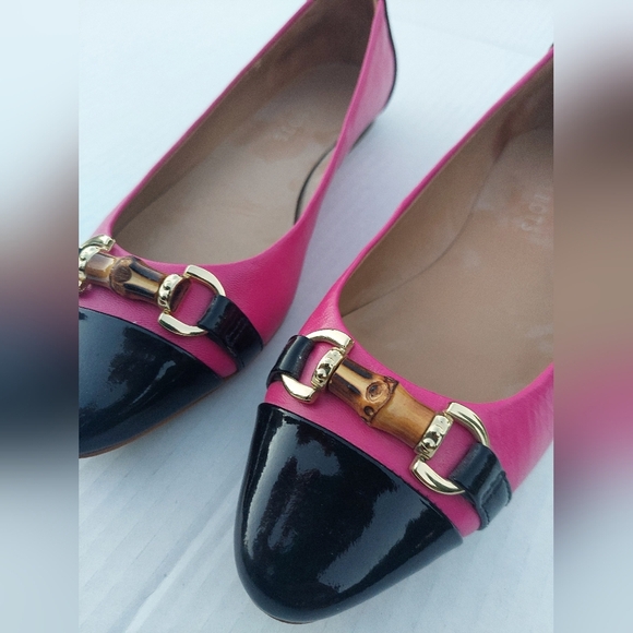 Adorable Talbots Leather Ballet Shoes size 7m Women Black and Pink - Picture 1 of 5